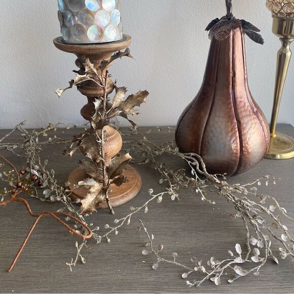 NWT New Winward Home Gold Shimmer Holiday Eucalyptus Winter Leaf Vine Garland - Picture 13 of 14